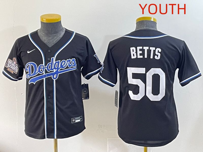 Youth 2025 Los Angeles Dodgers #50 Betts Black Three generations Fashion Nike MLB Jersey style 7